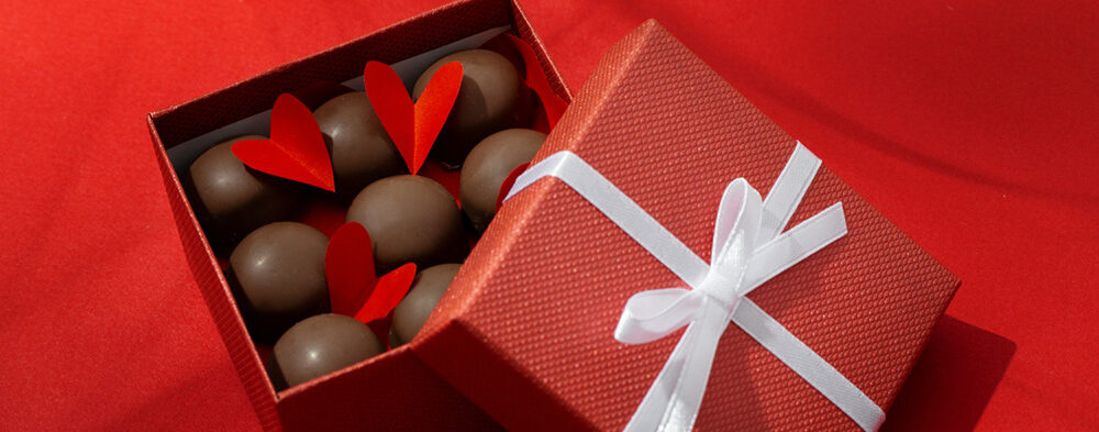 box of small chocolates for valentine day